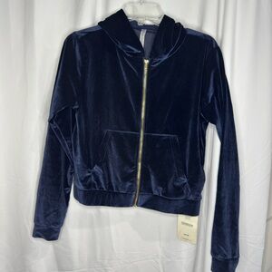 Fabletics Midnight Blue Velvet Bomber Jacket